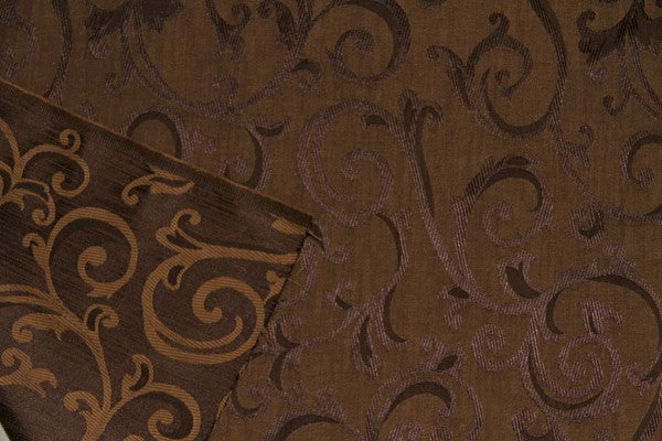 Discount Fabric JACQUARD Dark Brown Scroll Drapery