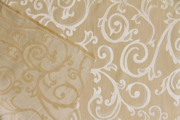 Discount Fabric JACQUARD Beige Scroll Drapery
