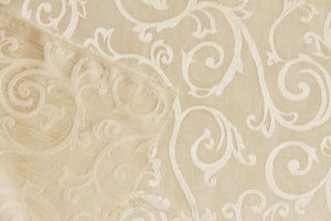 Discount Fabric JACQUARD Ivory Scroll Drapery