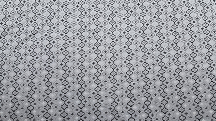 Discount Fabric JACQUARD Charcoal, Gray & Silver Geometric Drapery