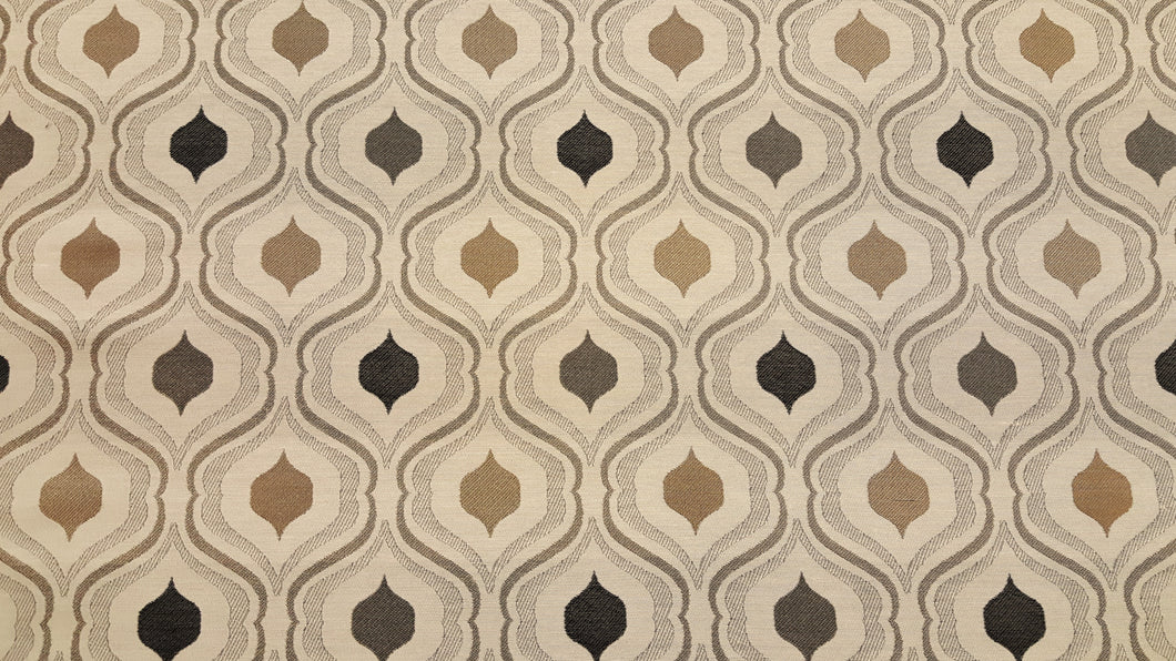 Discount Fabric JACQUARD Gray, Taupe & Charcoal Geometric Drapery