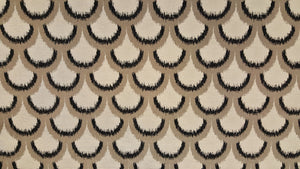 Discount Fabric JACQUARD Black, Gray & Light Taupe Abstract Seashell Drapery