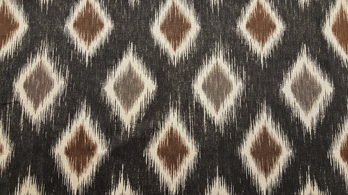 Discount Fabric DRAPERY Black, Taupe, Brown & Oatmeal Abstract Diamonds