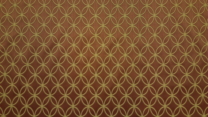 Discount Fabric JACQUARD Burnt Orange & Gold Geometric Drapery