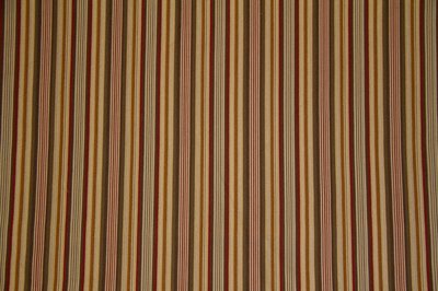 Discount Fabric JACQUARD Olive, Gold & Red Stripe Drapery