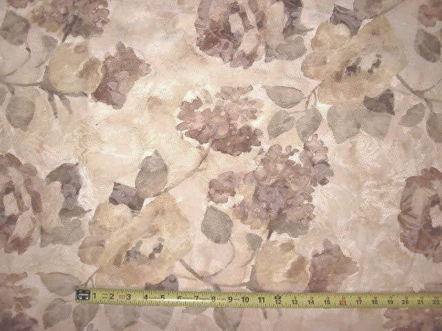 Discount Fabric JACQUARD Light Gold, Brown, Olive & Cream Auberry Linen Drapery