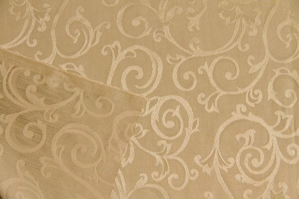 Discount Fabric JACQUARD Honey Tone Scroll Drapery