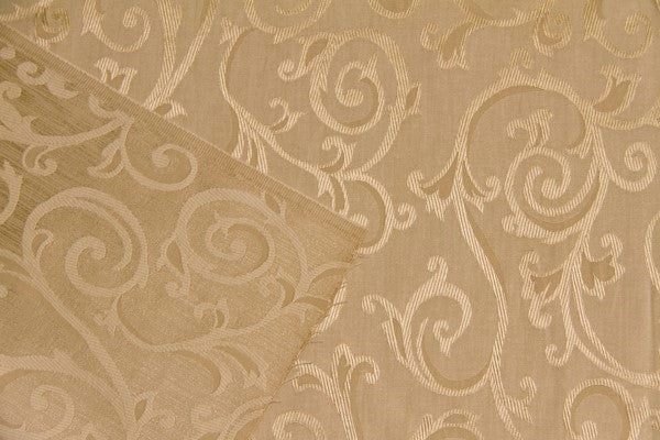 Discount Fabric JACQUARD Light Gold Scroll Drapery