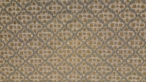 Discount Fabric JACQUARD Taupe, Blue Green & Olive Abstract Diamond Drapery