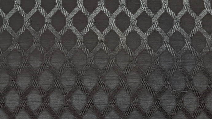 Discount Fabric JACQUARD Dark Gray Interlocking Link Geometric Drapery