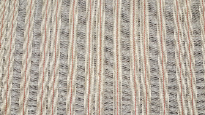 Discount Fabric OPEN WEAVE DRAPERY Salmon & Taupe Striped