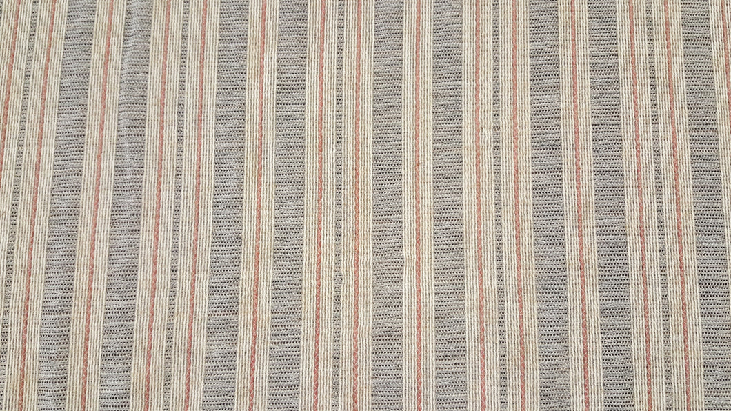 Discount Fabric OPEN WEAVE DRAPERY Salmon & Taupe Striped