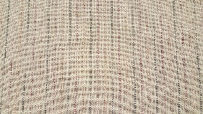 Discount Fabric OPEN WEAVE DRAPERY Mauve, Blue, Peach & Cream Stripe