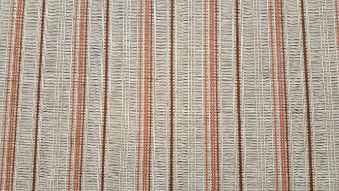 Discount Fabric OPEN WEAVE DRAPERY Burnt Orange & Cinnamon Stripe