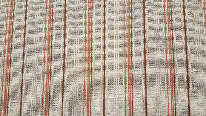 Discount Fabric OPEN WEAVE DRAPERY Burnt Orange & Cinnamon Stripe