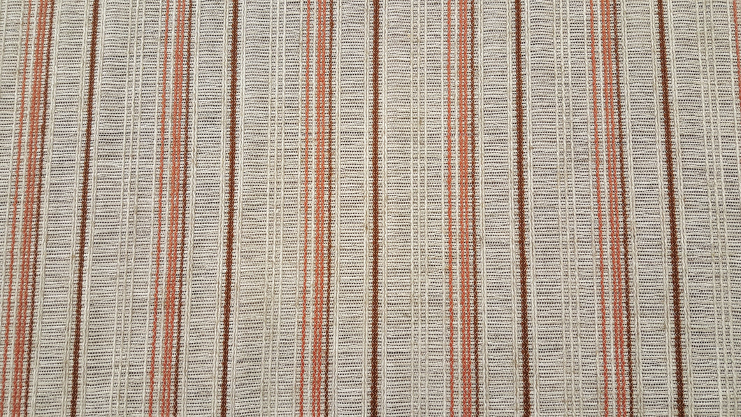Discount Fabric OPEN WEAVE DRAPERY Burnt Orange & Cinnamon Stripe
