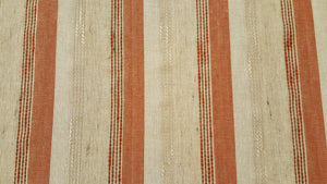 Discount Fabric OPEN WEAVE DRAPERY Rust, Brown, Tan, Oatmeal & Light Beige Stripe