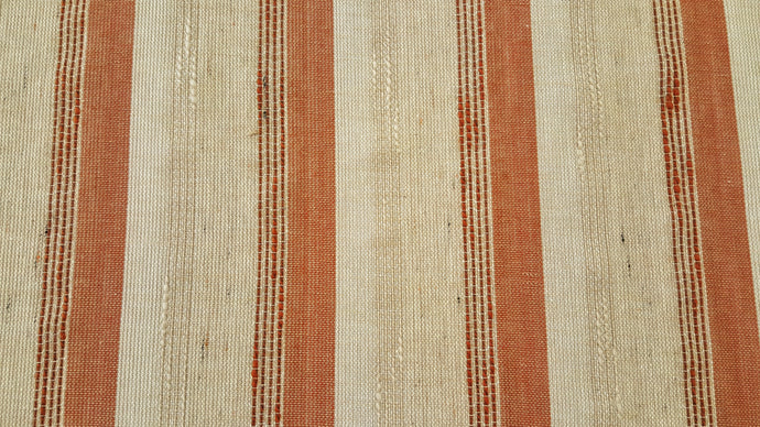 Discount Fabric OPEN WEAVE DRAPERY Rust, Brown, Tan, Oatmeal & Light Beige Stripe