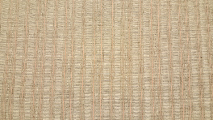 Discount Fabric OPEN WEAVE DRAPERY Peach, Oatmeal & Light Taupe Stripe