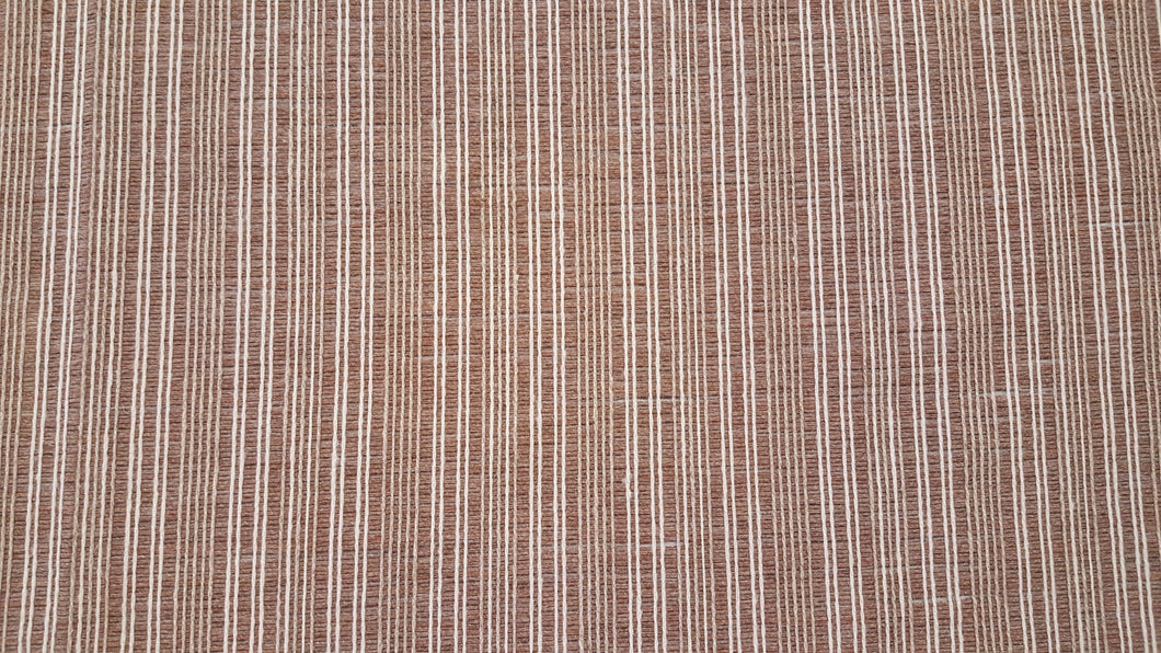 Discount Fabric OPEN WEAVE DRAPERY Mauve, Cream & Tan Stripe