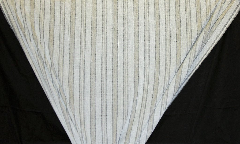 Discount Fabric OPEN WEAVE DRAPERY Honey & Ivory Stripe