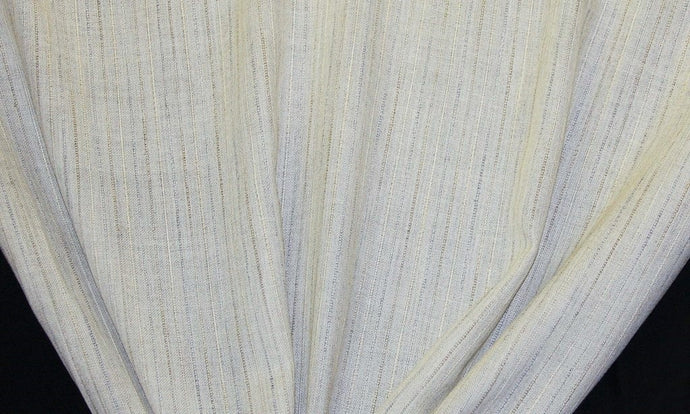 Discount Fabric OPEN WEAVE DRAPERY Taupe, Gray Blue & Cream Stripe