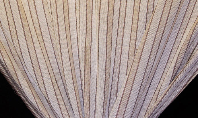 Discount Fabric OPEN WEAVE DRAPERY Honey Wheat & Mauve Stripe