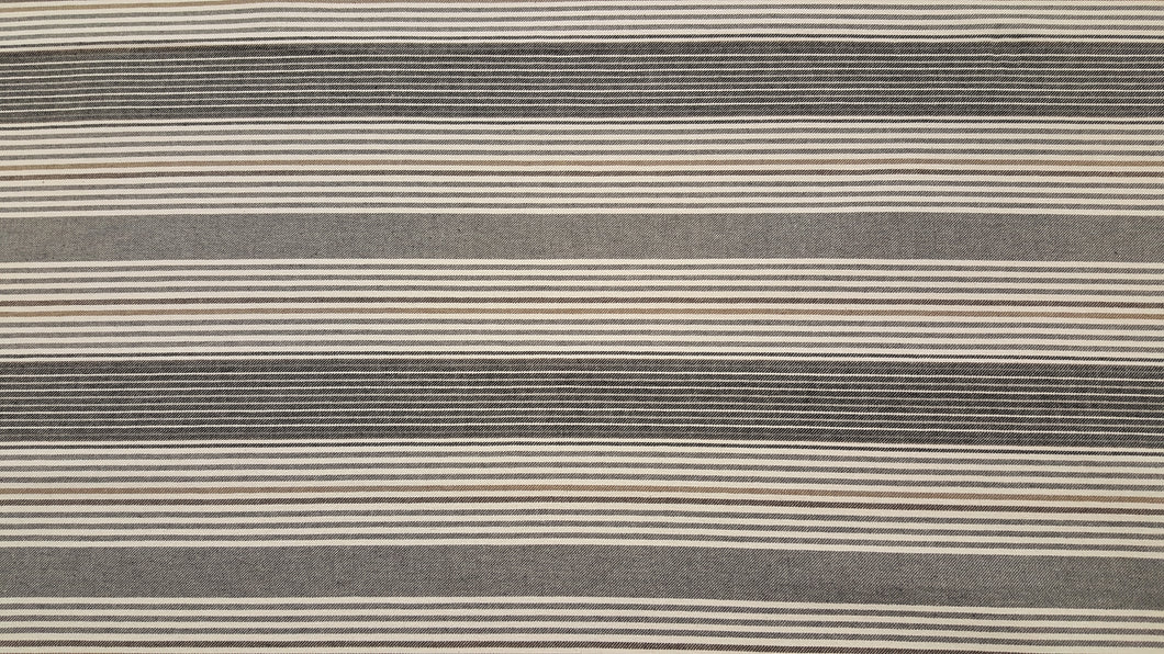 Discount Fabric DRAPERY Gray, Tan, Brown & Oatmeal Stripe