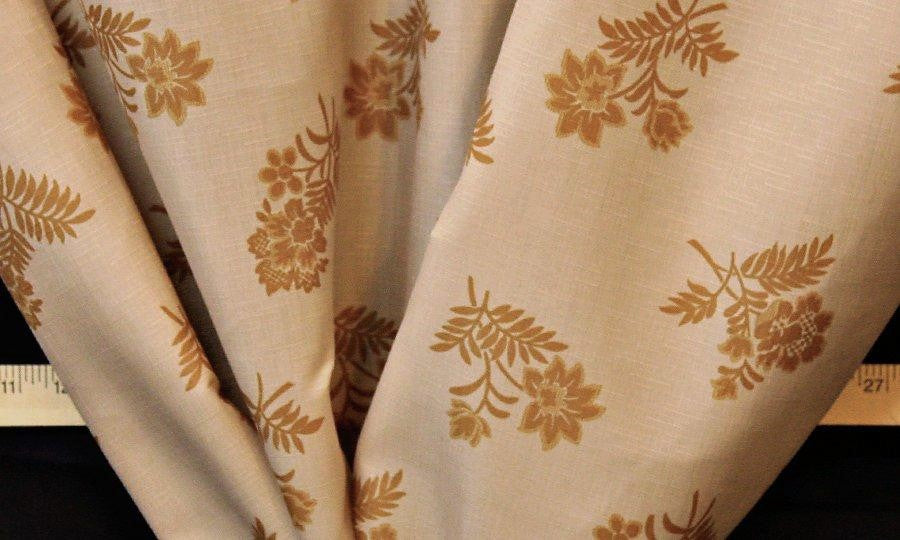 Discount Fabric DRAPERY Tan & Gold Floral