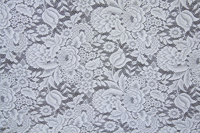 Discount Fabric LACE White Tulip & Floral Curtain & Tablecloth