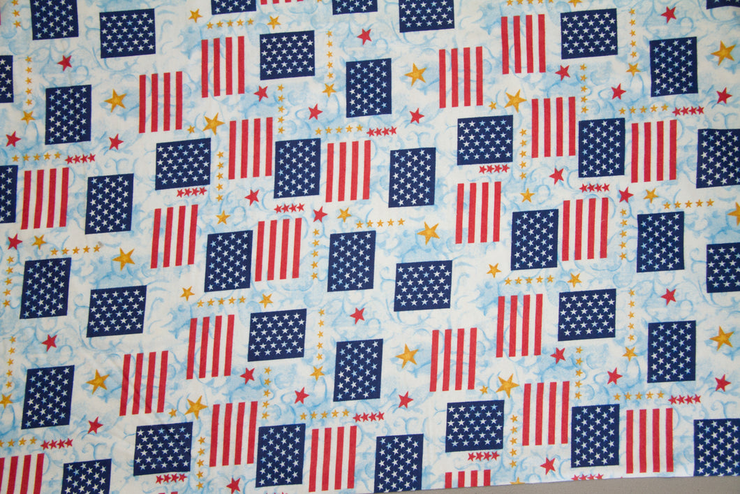 Stars & Stripes On Blue Double Napped Flannel