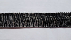 2" Metallic Silver, Black & Gray Brush Fringe