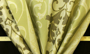 Discount Fabric FAUX SILK Green Floral Drapery