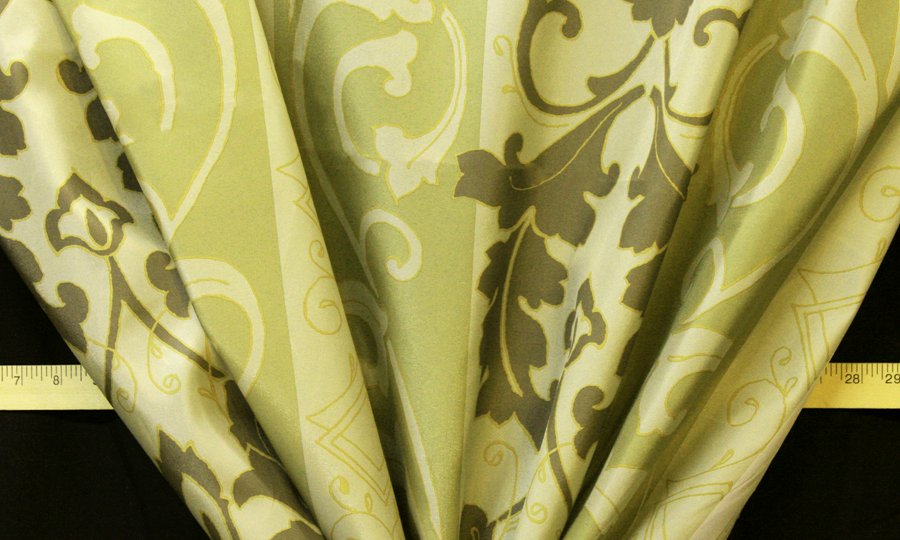 Discount Fabric FAUX SILK Green Floral Drapery