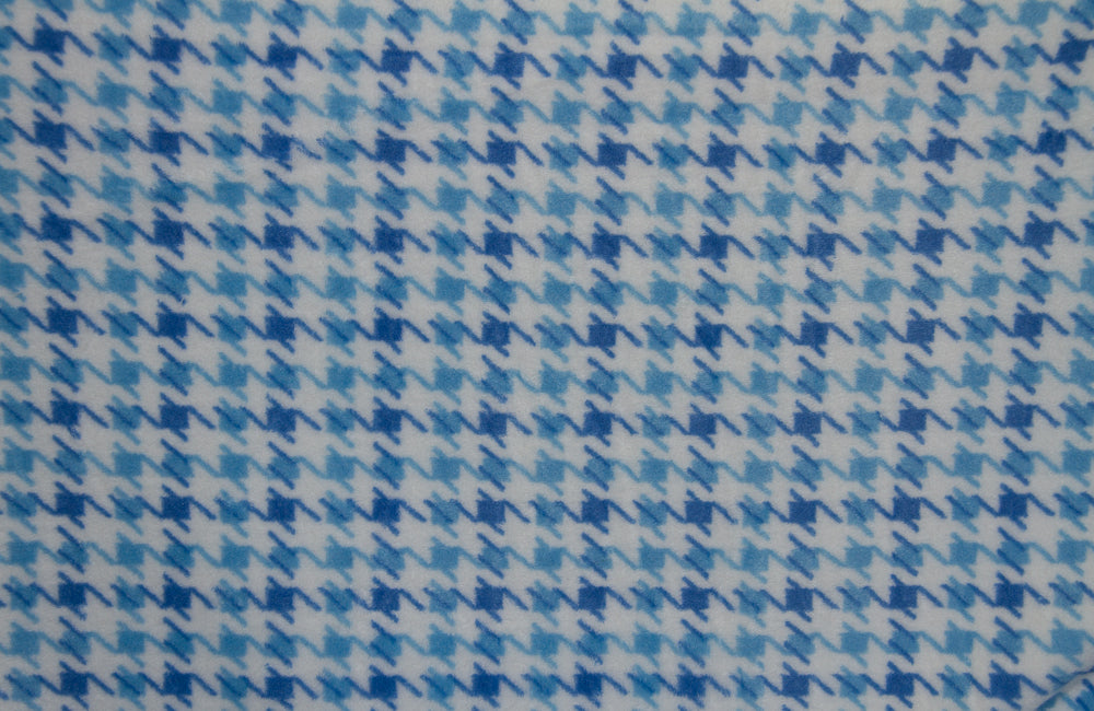 Ultra Plush Whisper Fleece Fabric--Hounds Tooth Blue