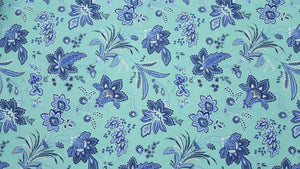 102" Blue & Aqua Floral EXTRA WIDE Percale Sheeting Fabric