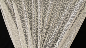 Discount Fabric LACE Ivory Scroll Curtain & Tablecloth