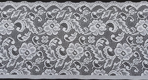 Discount Fabric LACE - 14 7/8" Wide - White Scalloped Floral Leaf