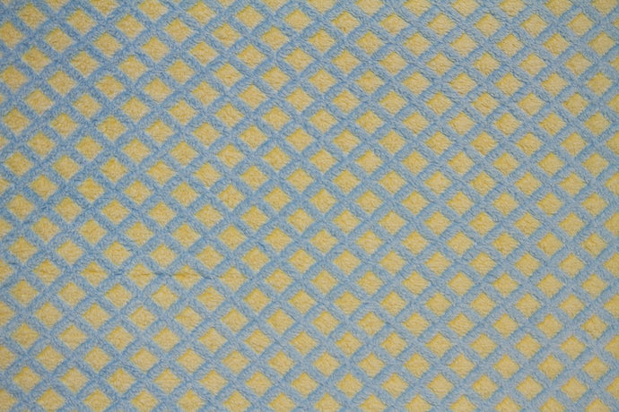 Ultra Plush Whisper Fleece Fabric--Lattice Yellow & Blue