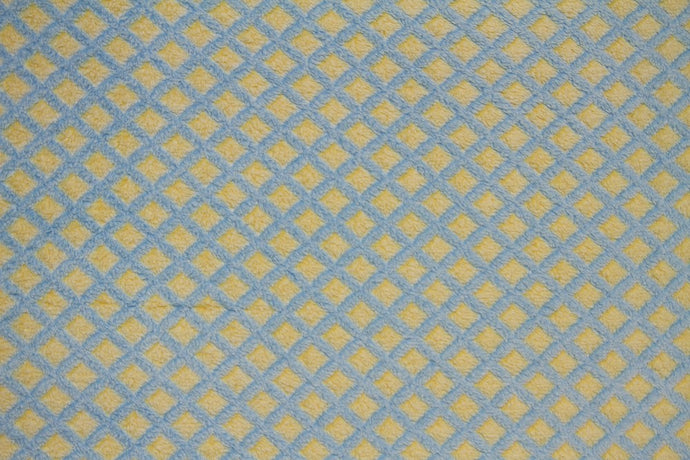 Ultra Plush Whisper Fleece Fabric--Lattice Yellow & Blue
