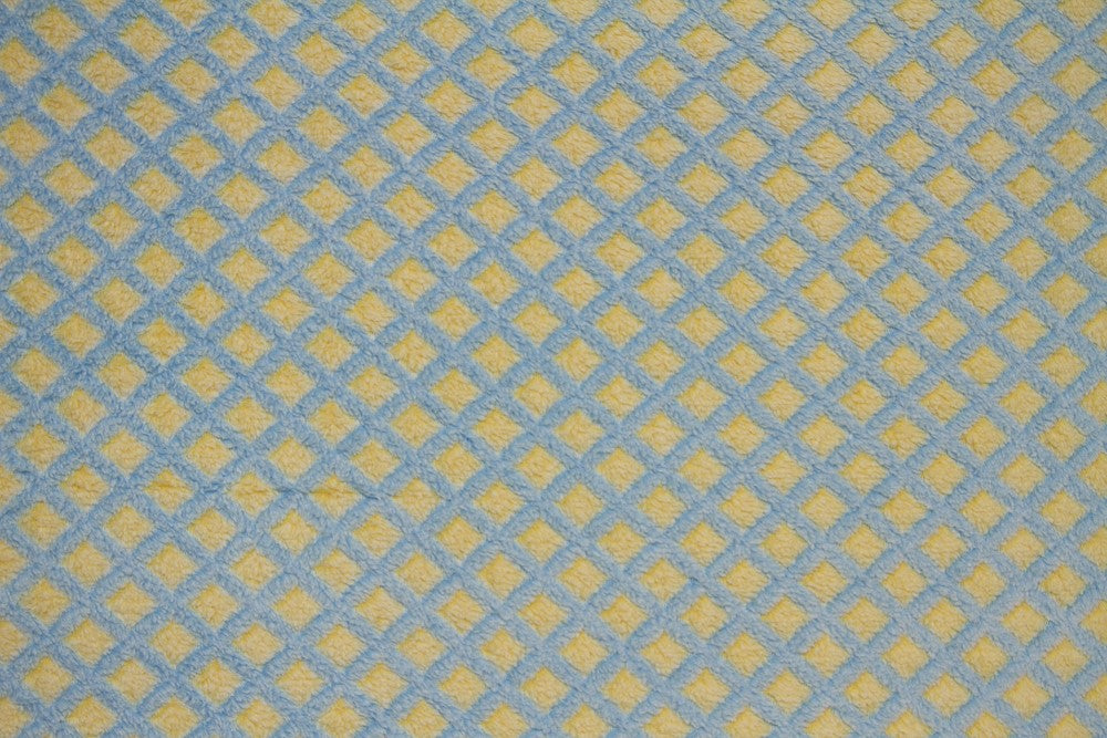 Ultra Plush Whisper Fleece Fabric--Lattice Yellow & Blue