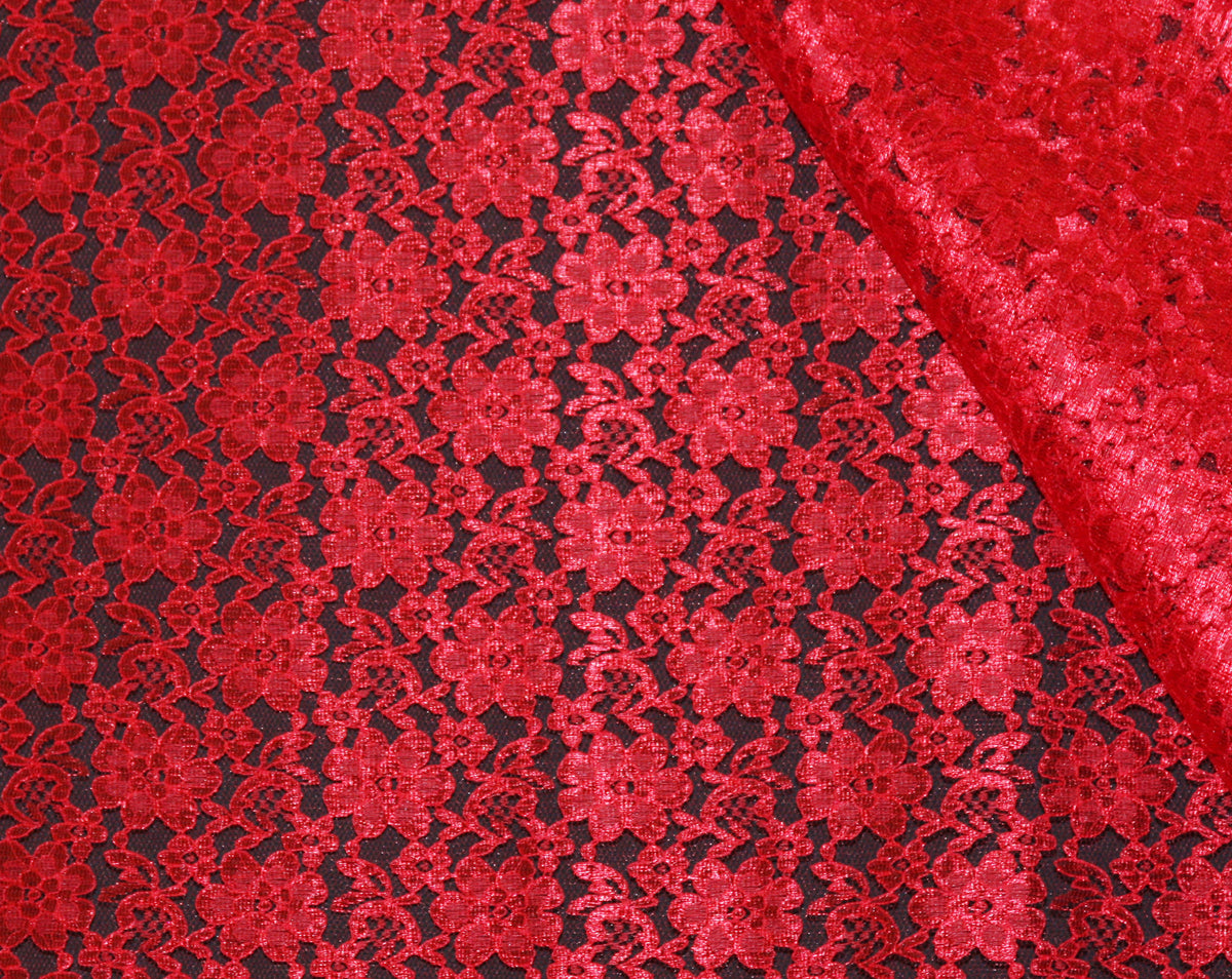 Red Raschel Lace Fabric – In-Weave Fabric
