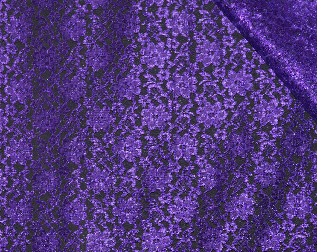 Purple Raschel Lace - WHOLESALE DISCOUNT FABRIC - 15 Yard Bolt