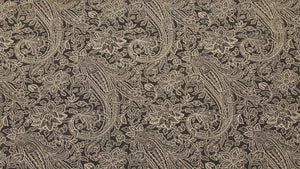 Discount Fabric POLY/COTTON - 14" Wide - Black & Ivory Paisley & Floral