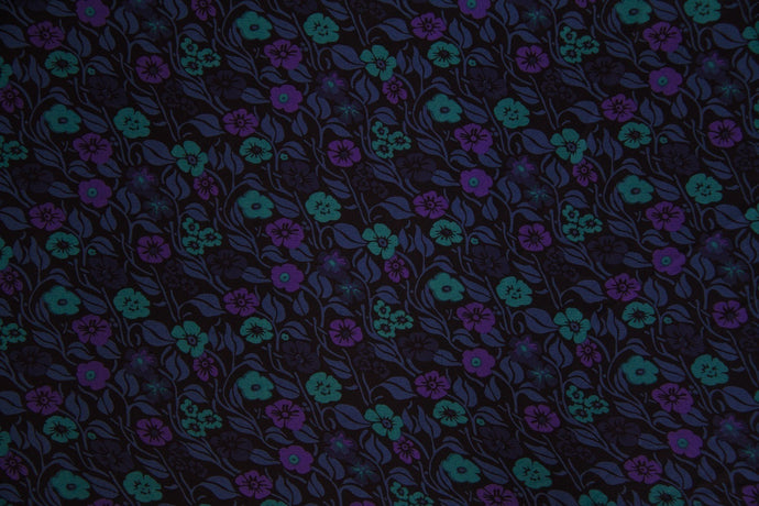 Navy, Purple & Teal Floral Koshibo Fabric