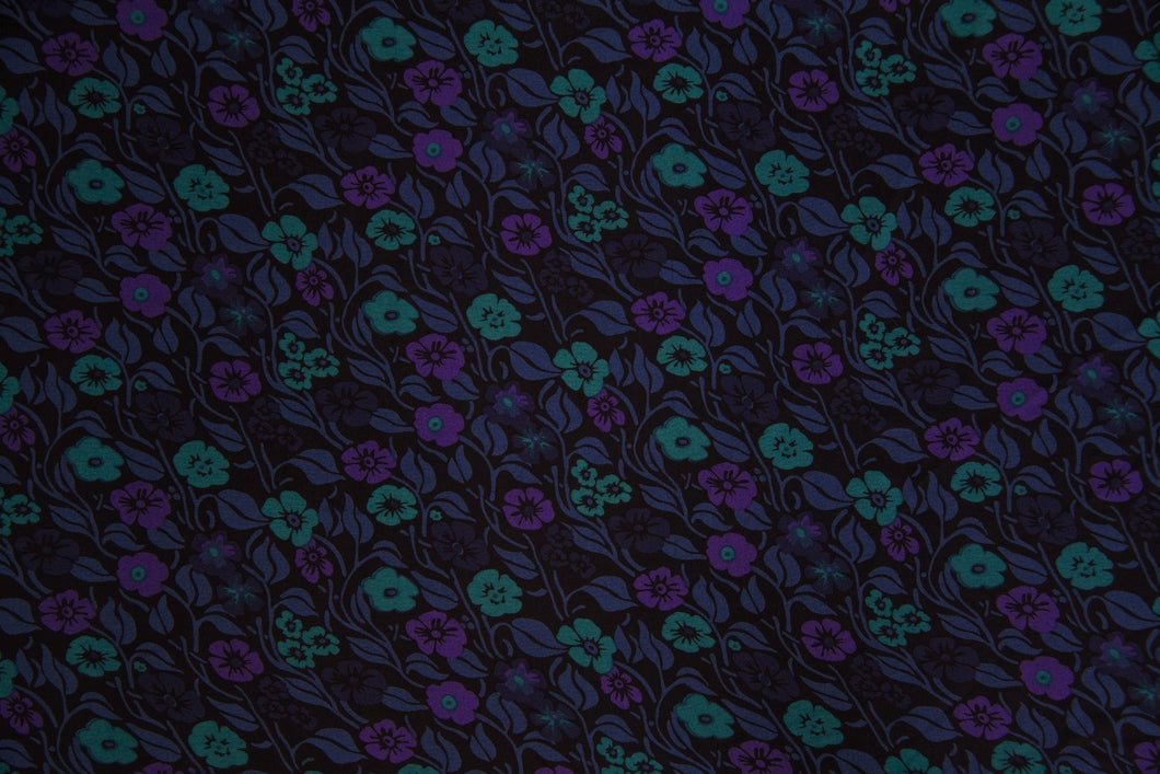 Navy, Purple & Teal Floral Koshibo Fabric