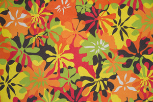 59" Orange/Lime Green Floral Indoor & Outdoor Fabric