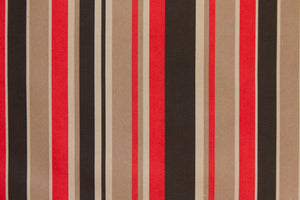 59" Red & Black Stripe Indoor & Outdoor Fabric
