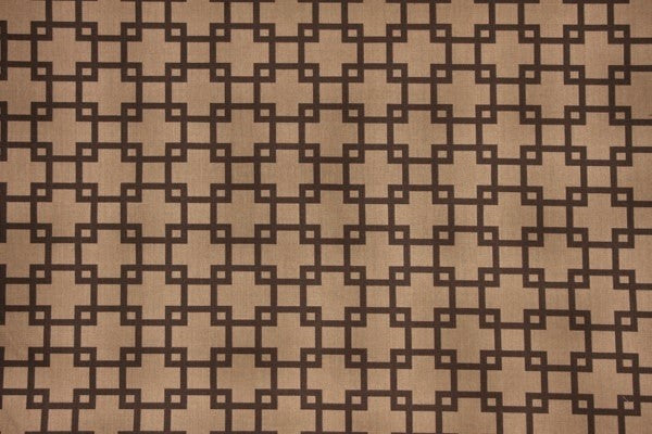 Discount Fabric DRAPERY Taupe & Dark Chocolate Geometric Square