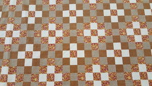 90" Patches Brown Cheater's Quilt Fabric - By The Yard